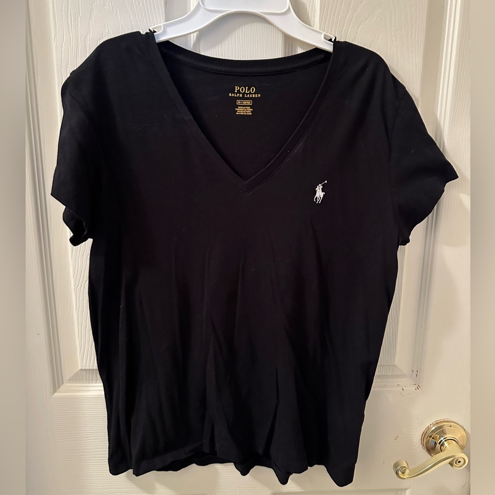 Ralph Lauren Black Short Sleeve V-neck tee. Size medium
